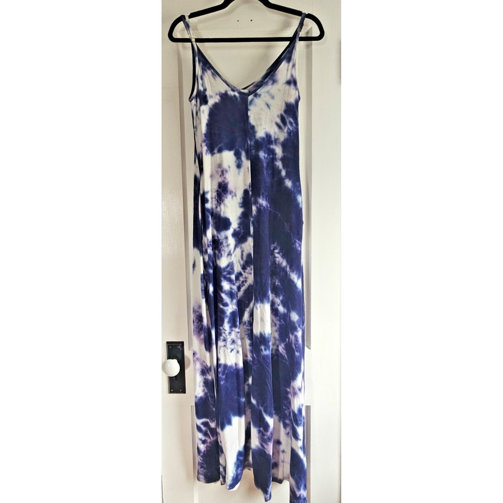 SKIVYS Femme tie dye maxi dress V neckline adjustable spaghetti straps XS